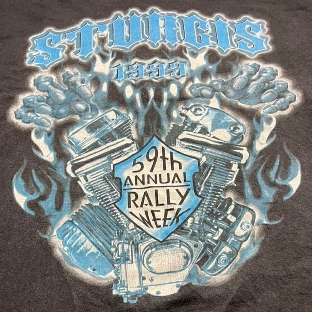 Vintage sturgis biker shirt 1999 men’s XL black blue Harley Davidson - Picture 3 of 5
